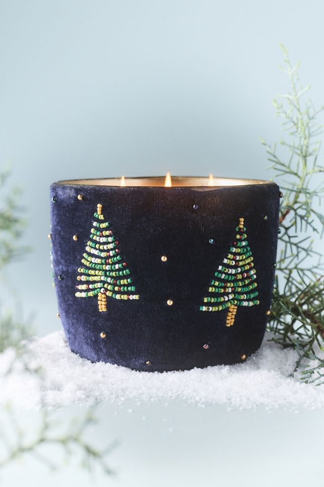Velvet Trees Woody Frosted Garland Glass Candle #2