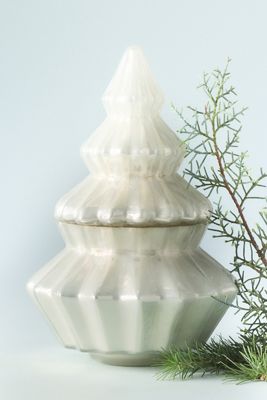 Bright Trees Woody Frosted Garland Glass Candle