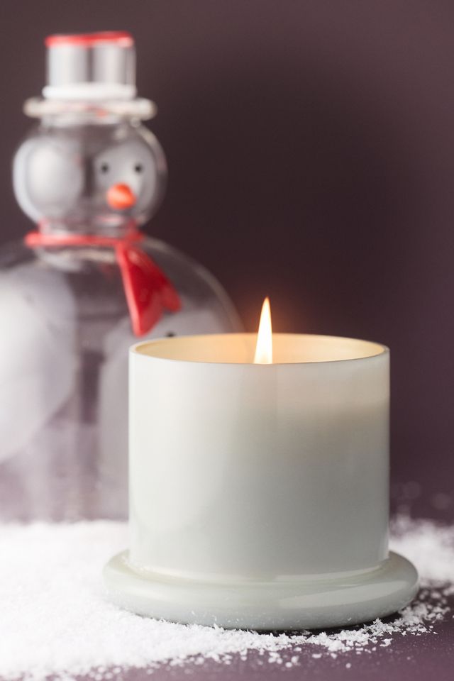 Figural Snowman Woody Fresh Balsam & Cedarwood Glass Cloche Candle #1