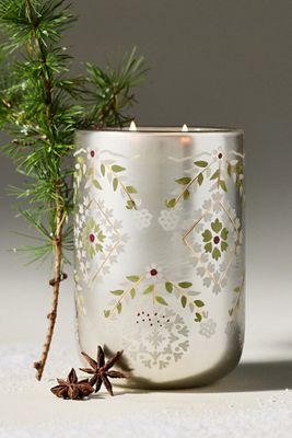 Festliche handbemalte Woody Frosted Girlande Glas-Dekorkerze