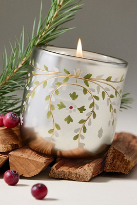 Festive Hand-Painted Woody Fresh Balsam & Cedarwood Glass