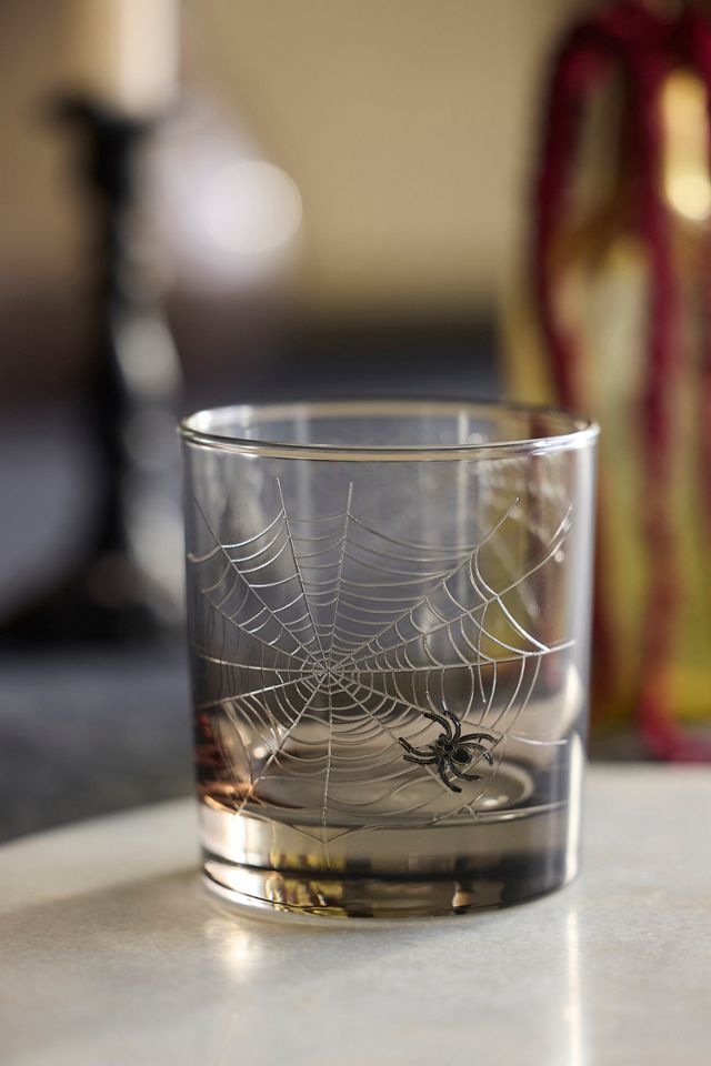 Etched Spider Double Old Fashioned Glass #2