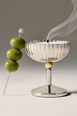 Figural Coupe Fresh Dirty Martini Metal Candle