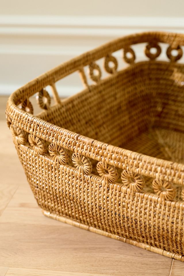 Rattan Rectangle Oblong Storage Basket #1