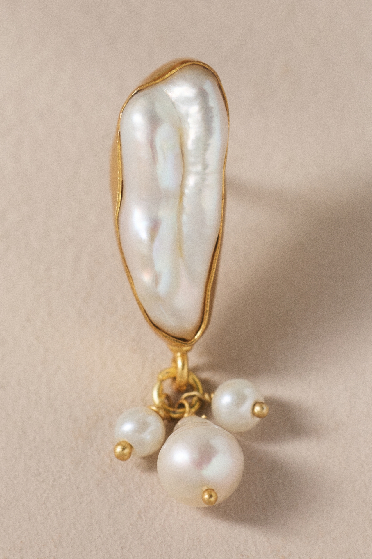 Bezel Freshwater Pearl Earrings