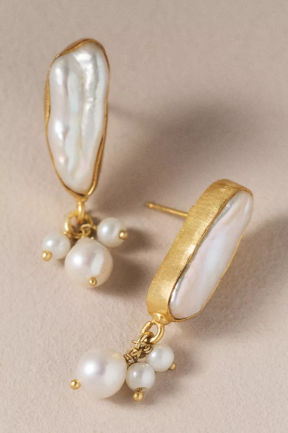 Bezel Freshwater Pearl Earrings