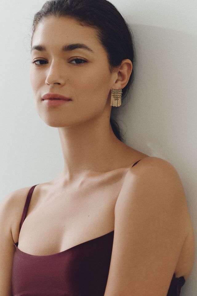 By Anthropologie Eyelash Fringe Stud Earrings #1