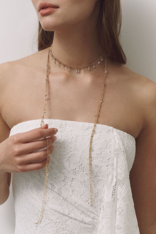 Fringe Beaded Scarf Necklace #1