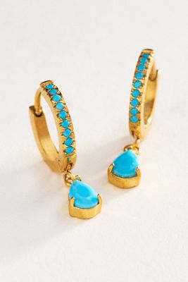 Atolea Turquoise Drop Hoop Earrings