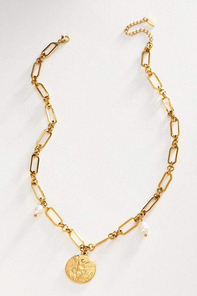 アクセサリー ORNAMENT COIN CHAIN CTHY Atolea Elysia Coin Pendant Necklace | Anthropologie