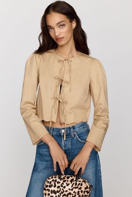 Sister New York Blaire Cotton Blend Tie Front Blouse