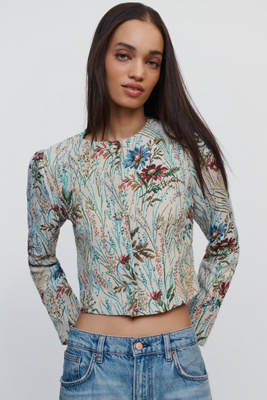Sisters Celeste Cropped Kimono Blouse by Anthropologie