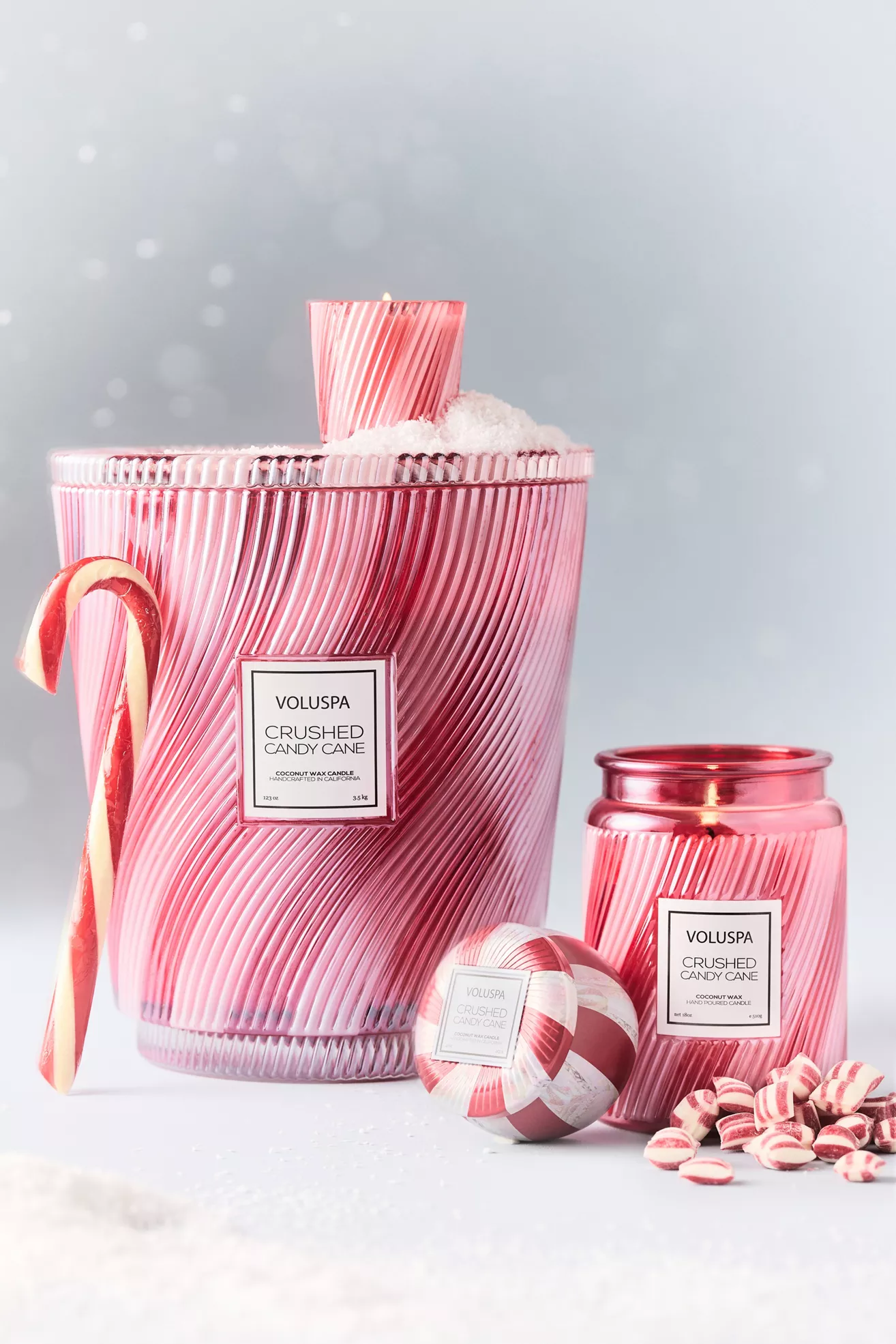 Voluspa Crushed Candy Cane Boxed Ornament Candle - thumbnail 3