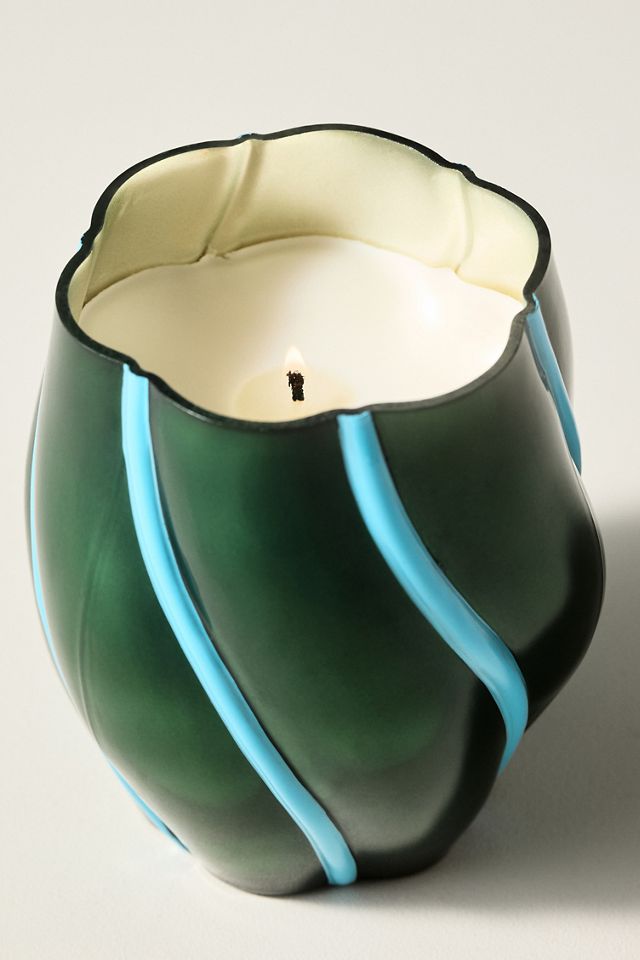 Candela Decorativa in Vetro Swirl Capri Blue Fir & Firewood #2