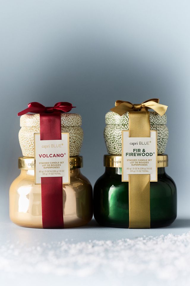 Capri Blue Fir & Firewood Stacking Candle Gift Set #1