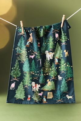 Cotton Christmas Tree Farm Dish Towel