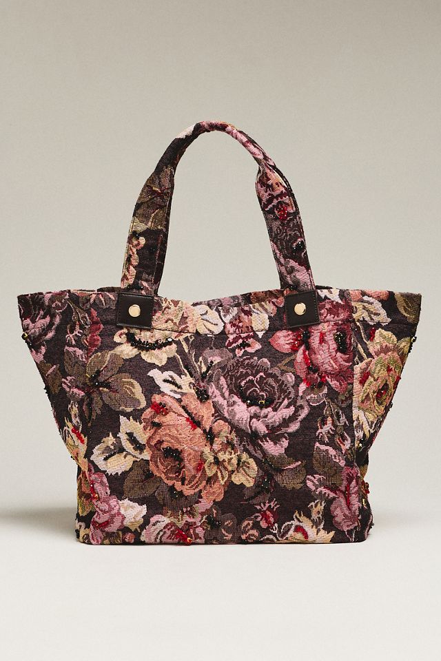 Maeve Floral Beaded Tote Bag #1