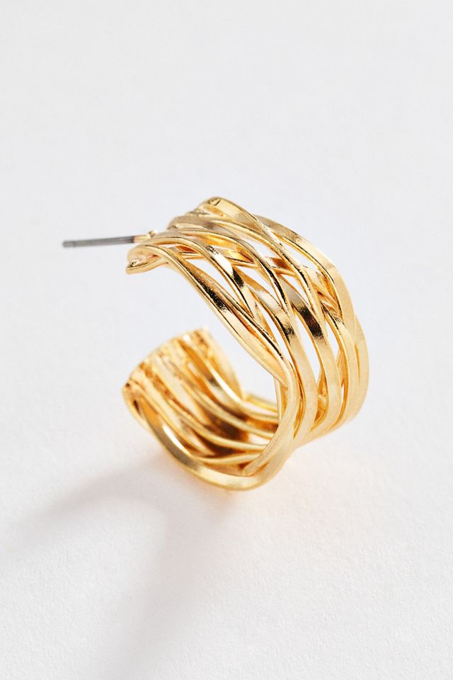 Textured Metal Hoop Earrings #1