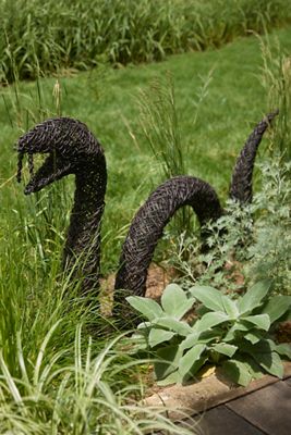 Giant Woven Rattan Snake Garden Stake Set