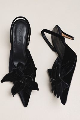 Farm Rio Flower Velvet Slingback Heels