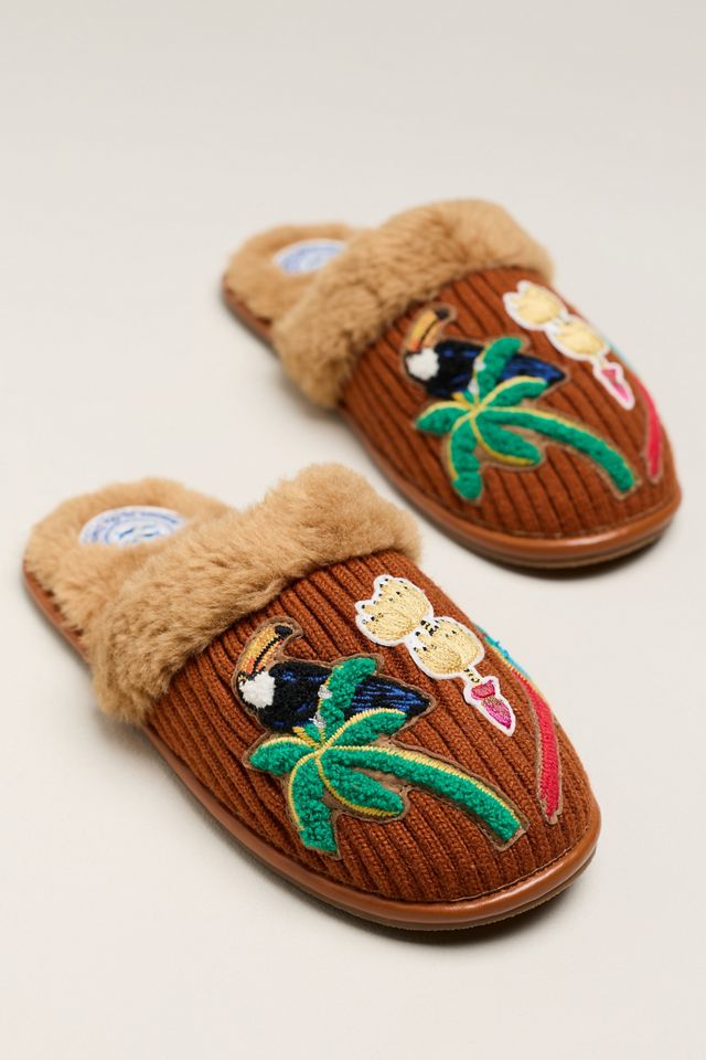 Farm Rio Wool Blend Faux Fur Slippers #1