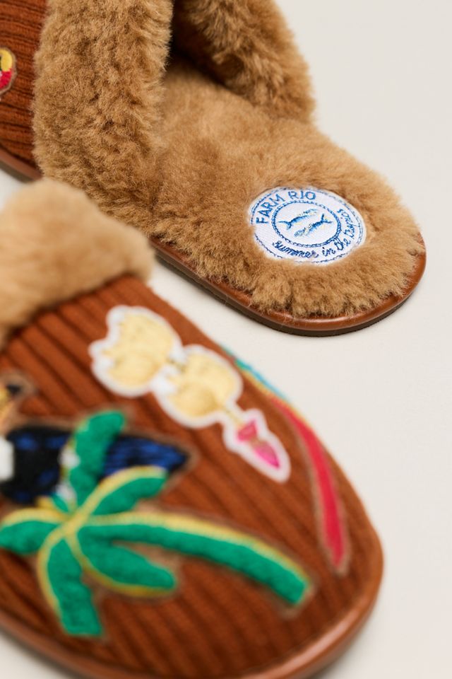Farm Rio Wool Blend Faux Fur Slippers #2
