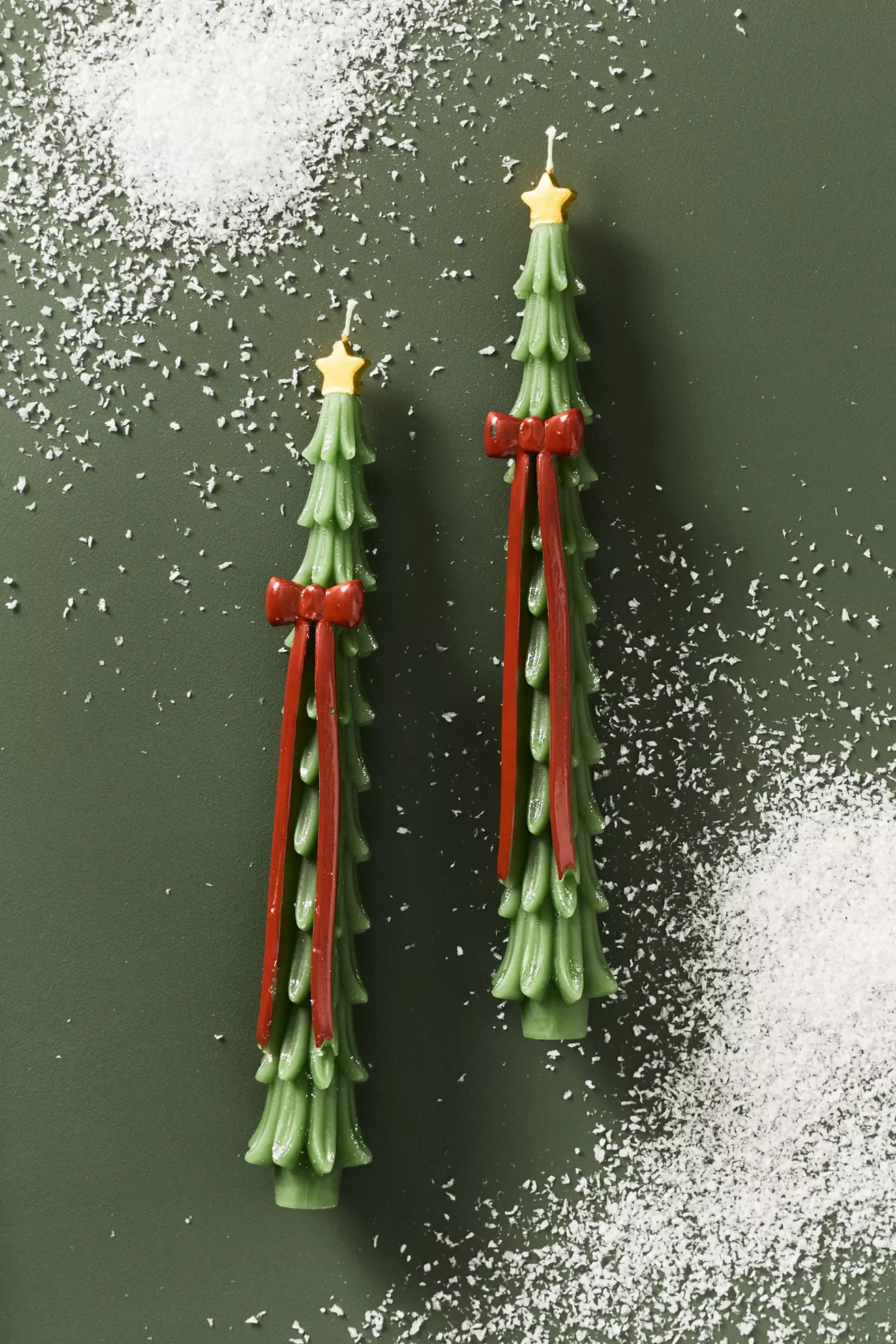 Snowed In Shaped Wax Tree Tapers, Set of 2
