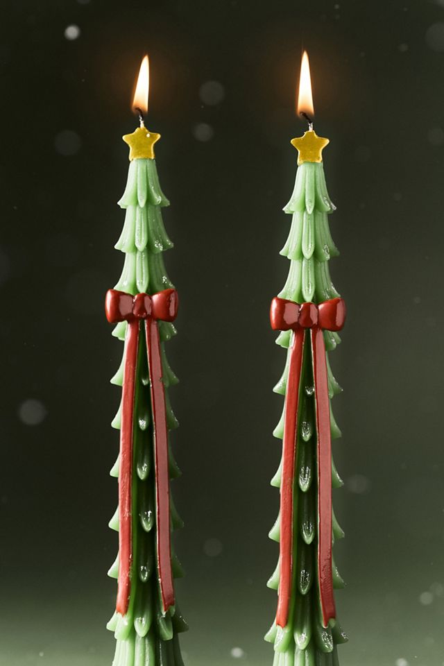 Candele Affusolate a Forma di Albero in Cera Snowed In, Set di 2 #1