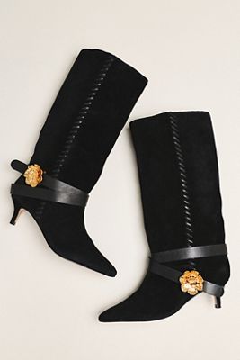 Farm Rio Flower Belt Kitten Heel Boots