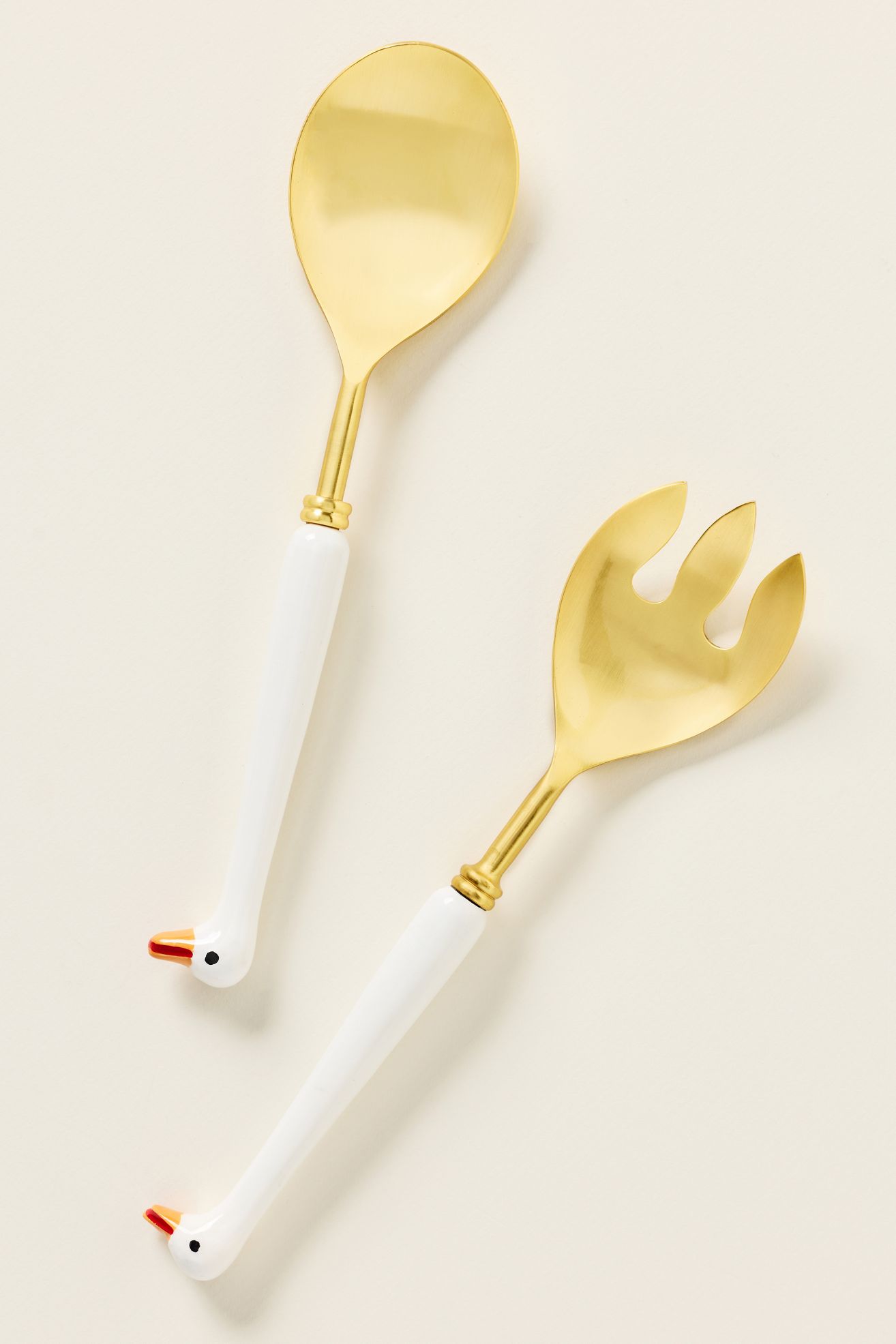 Goose Stainless Steel Salad Servers - White, One Size