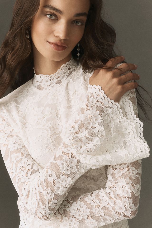 BHLDN Long-Sleeve Lace Mini Dress #3
