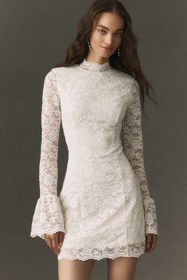 BHLDN Long-Sleeve Lace Mini Dress