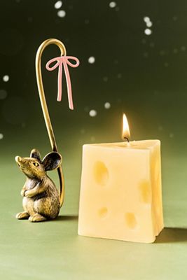 Holly Mouse Shaped Wax and Snuffer Gift Set