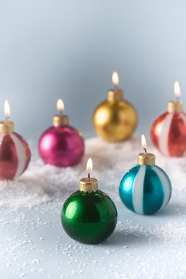 Ornament Shaped Wax Candles, Set of 6
