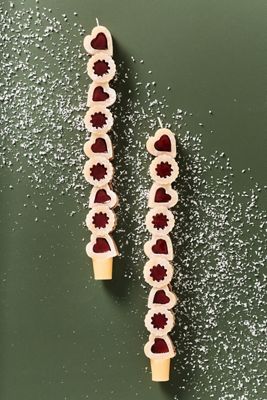 Candele Affusolate Linzer Cookie, Set da 2