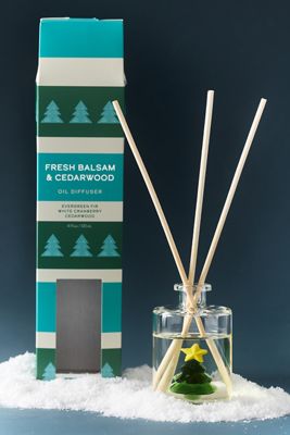 Holiday icon Woody Fresh Balsam & Cedarwood Glass Reed Diffuser