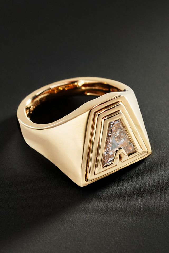 Orianne Double Bezel Initial Lab Diamond Pinky Ring | Anthropologie