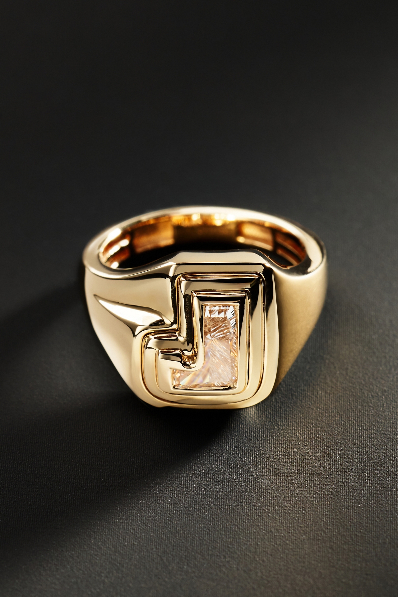 Orianne Double Bezel Initial Lab Diamond Pinky Ring