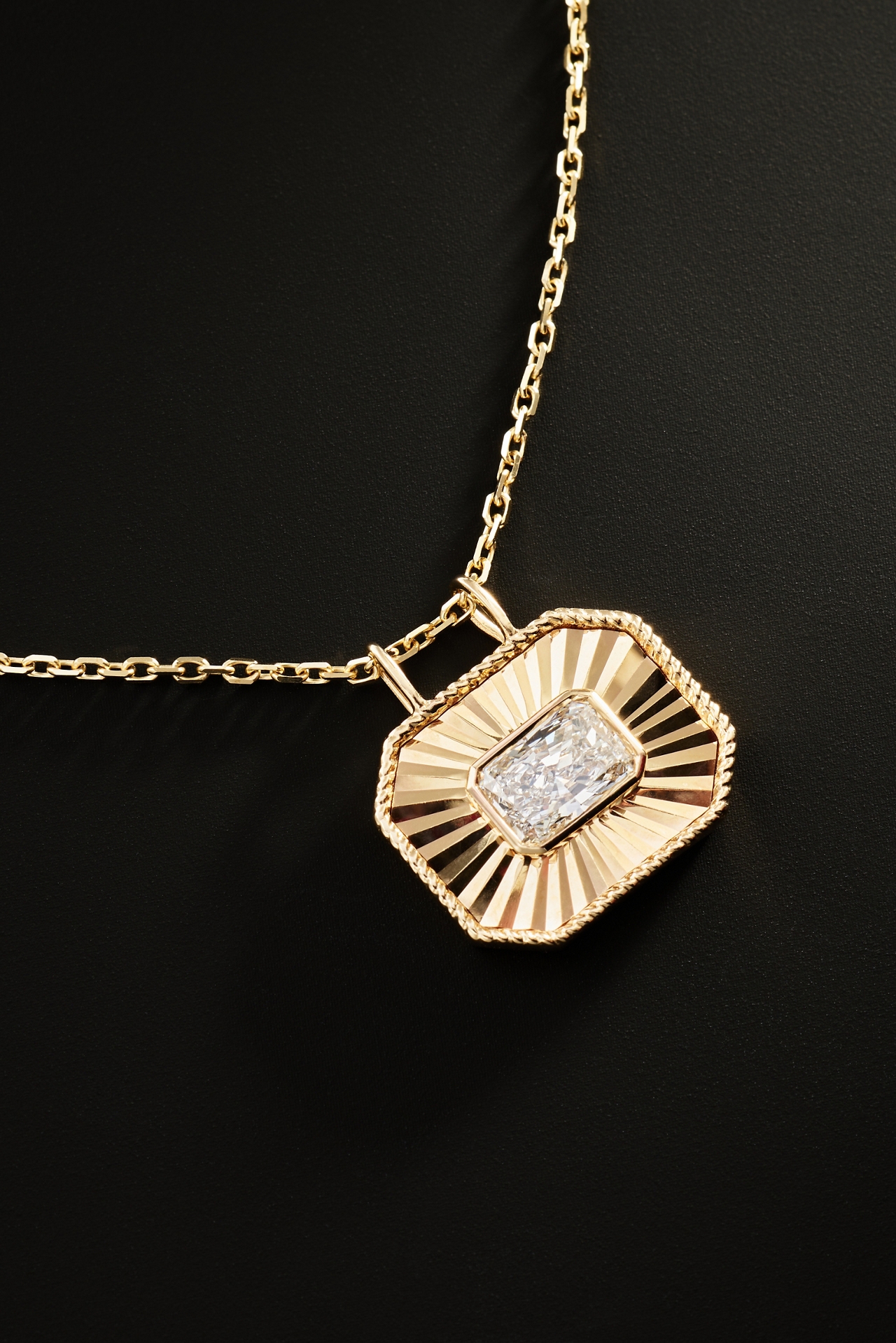 Orianne Radiant Cut Fluted Lab Diamond Pendant Necklace