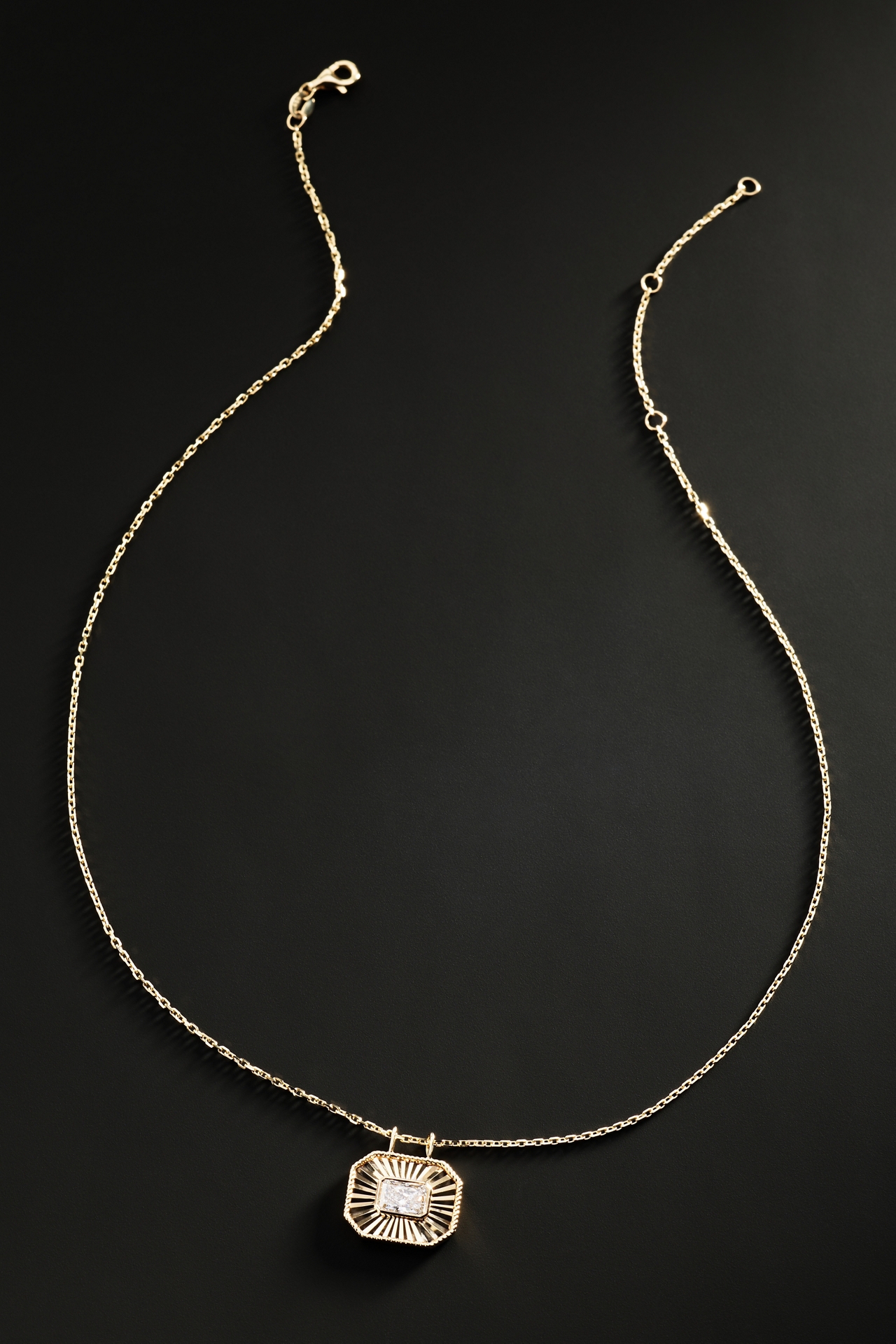 Orianne Radiant Cut Fluted Lab Diamond Pendant Necklace