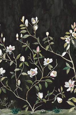 Kaiyu Dogwood Floral Gray Wall Mural