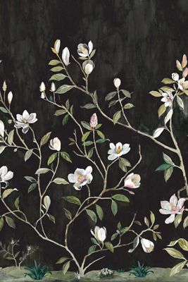 Kaiyu Dogwood Floral Gray Wall Mural
