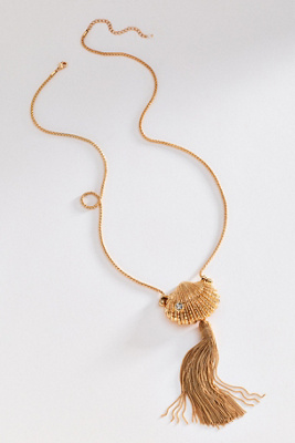 Gilded Shell and Tassel Pendant Necklace