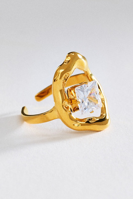 Hammered Metal Crystal Ring
