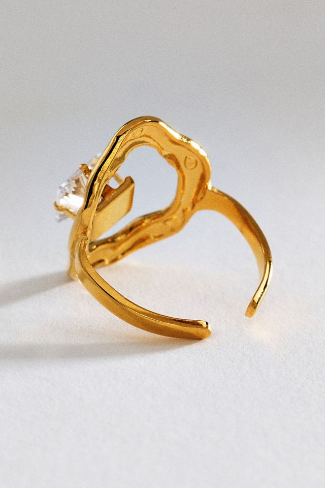 Hammered Metal Crystal Ring #2