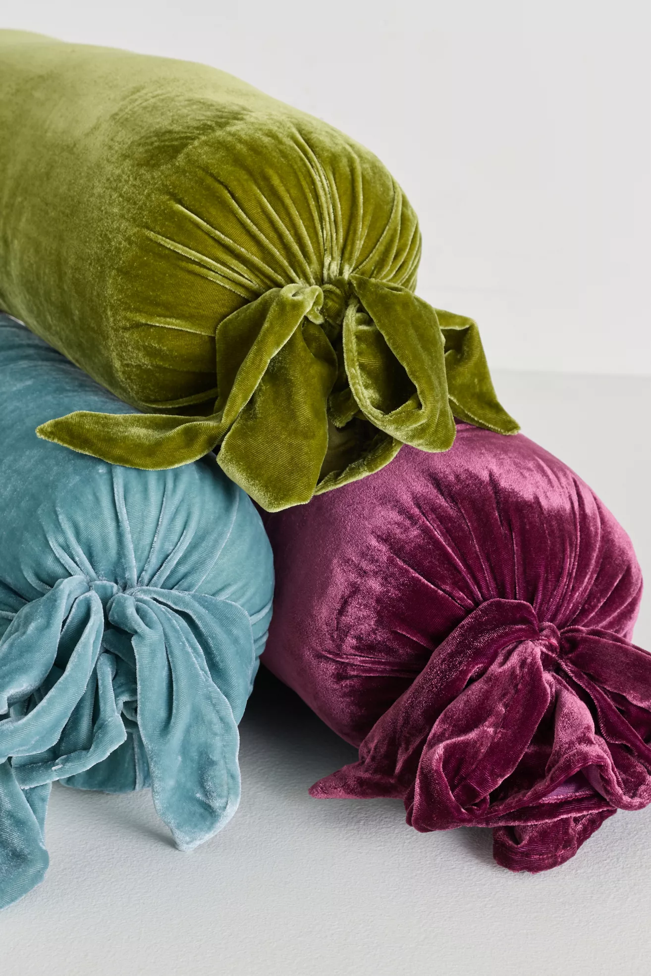 Velvet Tie Bolster Pillow - thumbnail 4