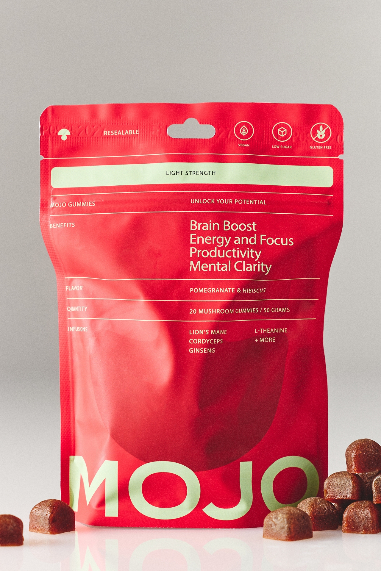 Mojo Pomegranate Hibiscus Brain Boost Gummies