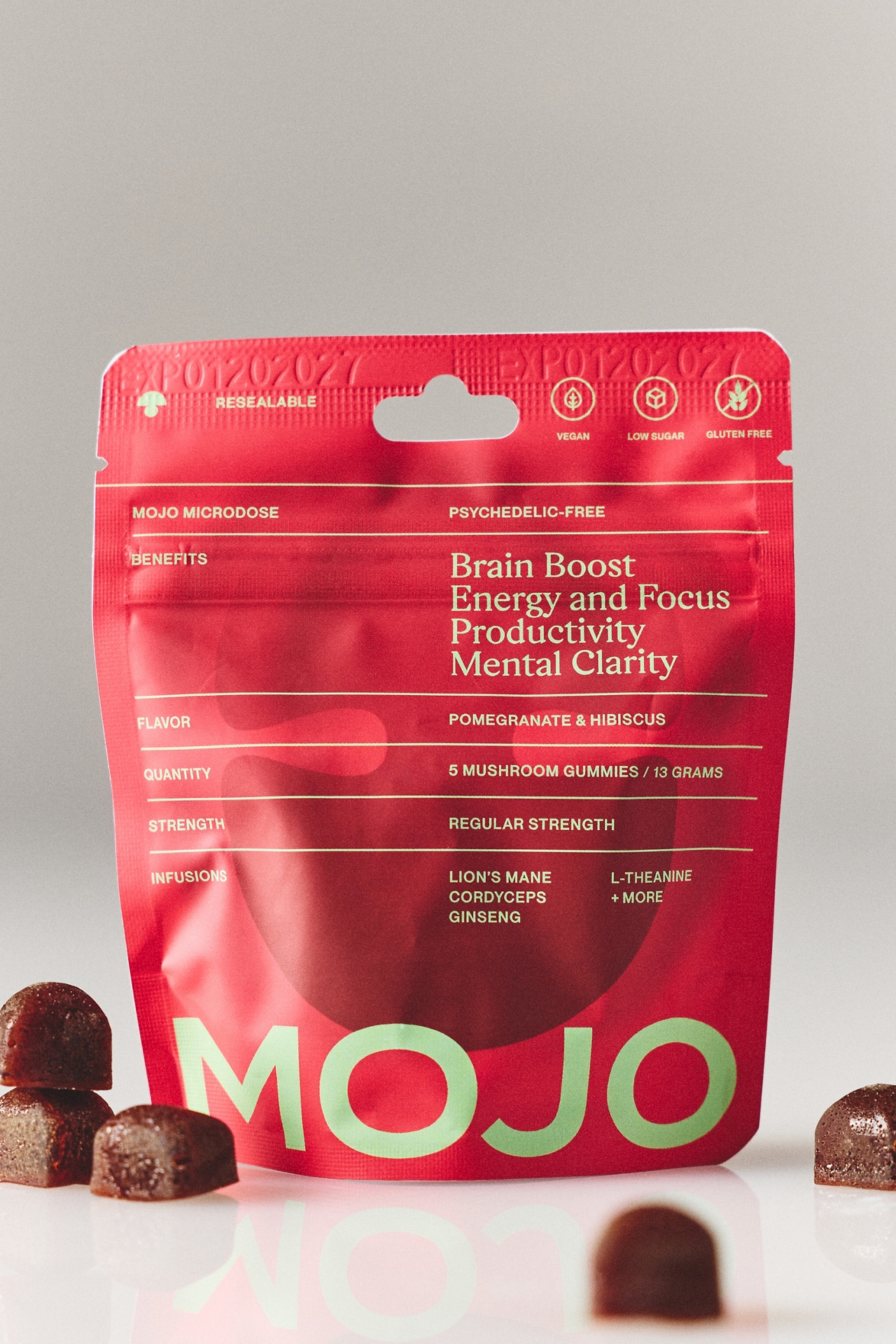 Mojo Pomegranate Hibiscus Brain Boost Gummies