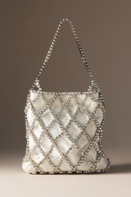 Olga Berg Silk Crystal Cage Handbag