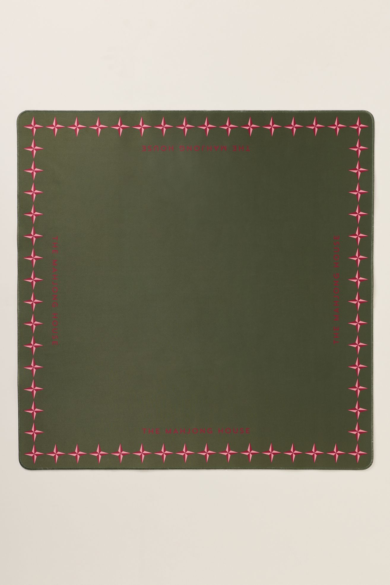 The Mahjong House Double-Sided Mahjong Mat - Deco Red & Olive, One Size